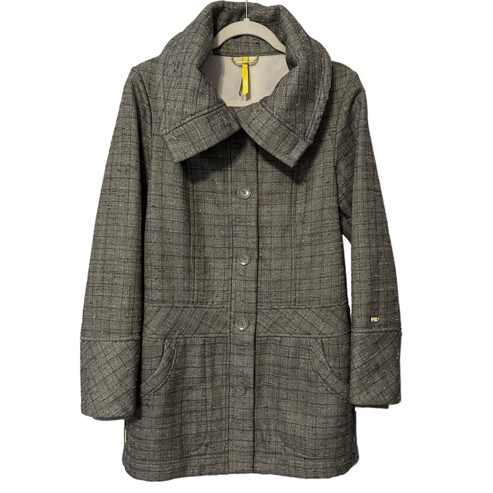 Lole Nubby Tweed Gray Purple Speckle Fleece Lined Coat Size Medium